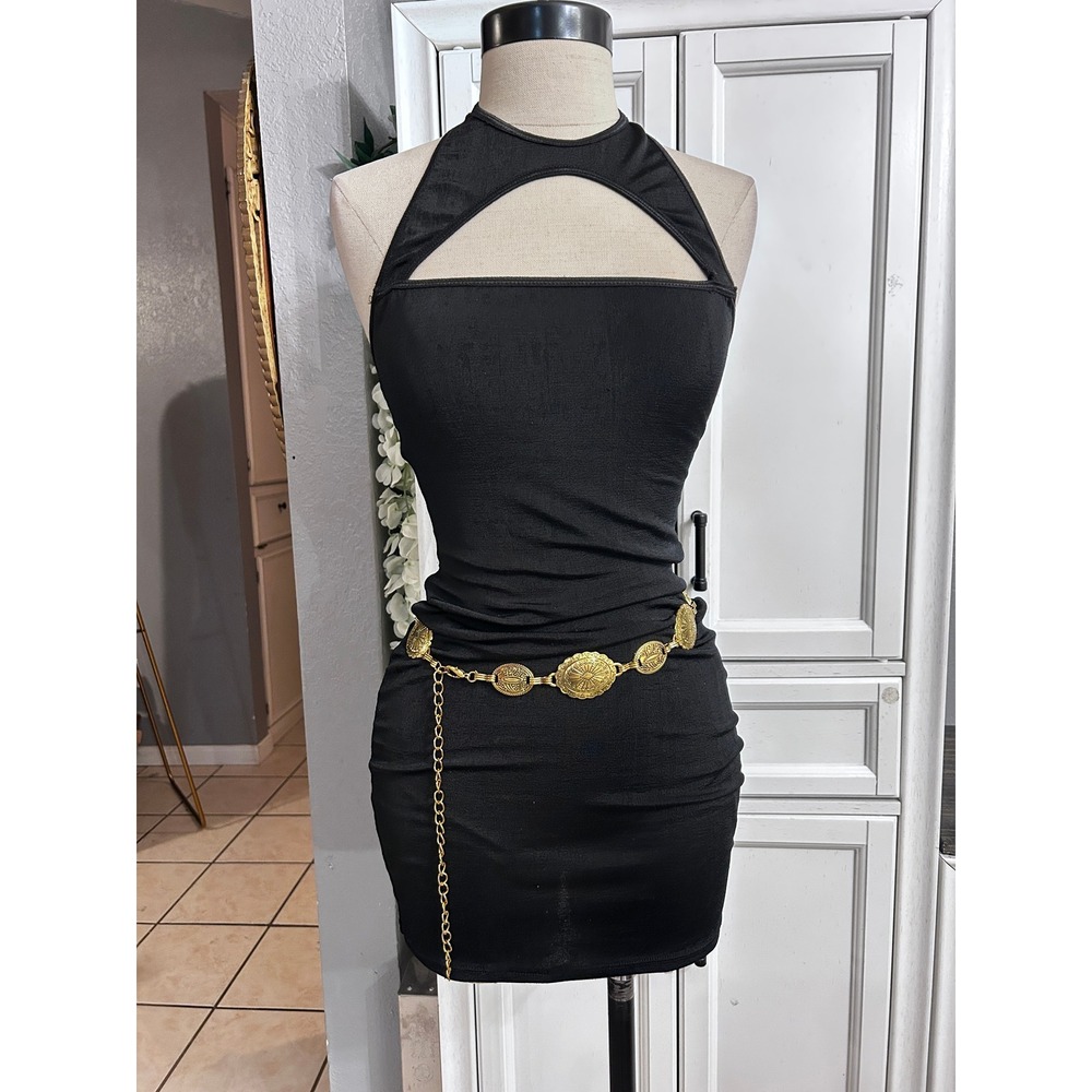 Black Halter Cutout Bodycon Mini Dress Sexy Night Out Clubwear SMALL